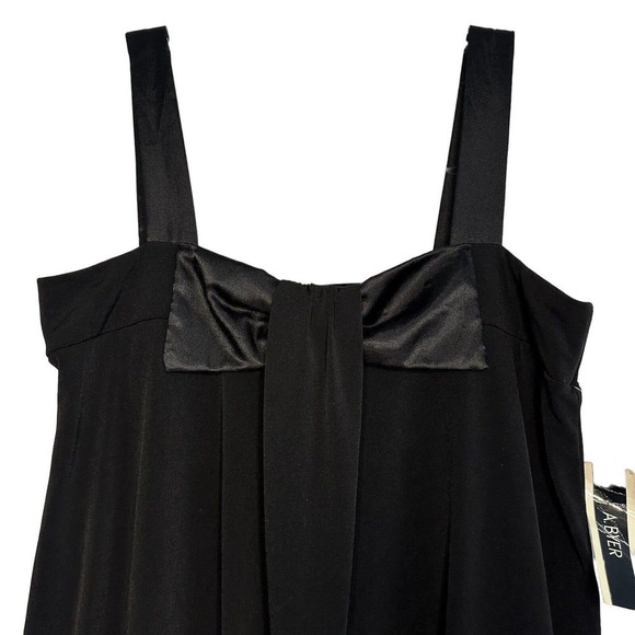 A.Byer Women Dress Black Satin Minimalist Retro Y2K LBD Bubble Hem - Picture 1 of 10